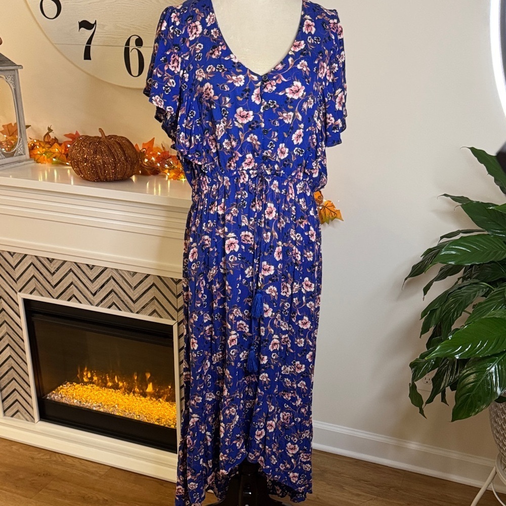 Knox Rose Vibrant Blue Floral Midi Dress